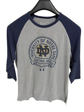Notre Dame Fighting Irish Shirt 3/4 Sleeve Mens Size Large Under Armour